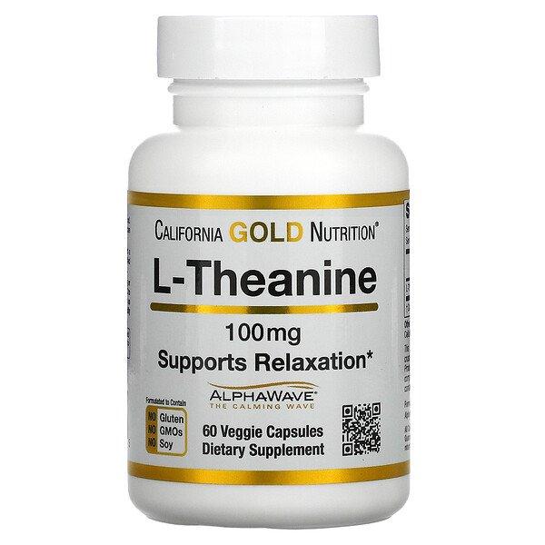 L-Теанін 100 мг 60 капс для мозку антидепресанти California Gold Nutrition USA