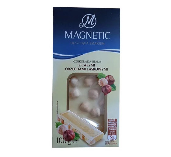Шоколад Белый с Цельным Лесным Орехом Magnetic z Calymi Orzechami 100 г Польша - фото 4 - id-p1555845162
