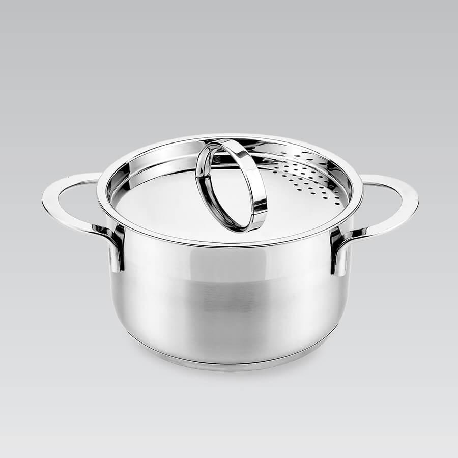Каструля Maestro MR-3511-18, 2 л, 18 см, з нержавіючої сталі з кришкою, для всіх типів плит