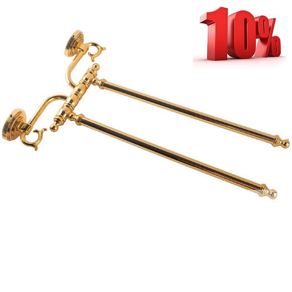 Золотий подвійний тримач для рушника KUGU Versace Antique 242G, фото 1