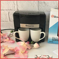 Кофеварка капельная электрическая Domotec 500Ват + 2 чашки кофемашина с двумя чашками на две чашки для дома