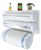 Кухонный держатель диспенсер для полотенец Triple Paper Dispenser 4в1 для пищевой пленки и фольги для дома