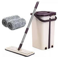 Швабра з автоматичним віджимом + відро Scratch Cleaning плоска швабра для прибирання і миття підлоги для будинку