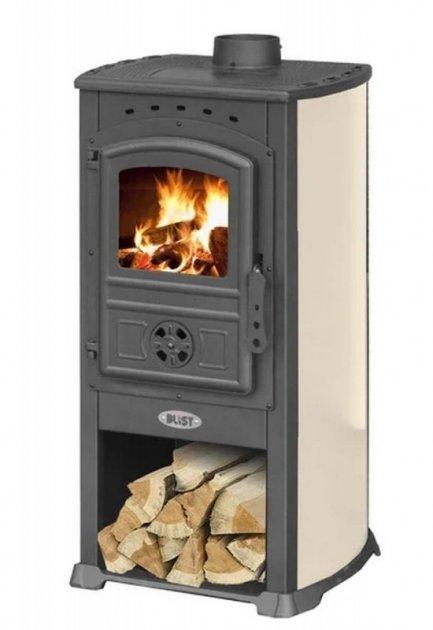 Чавунна піч-камін BLIST ZAR (бежевий) 8 кВт печі чавунні опалювально варильні для дому та дачі