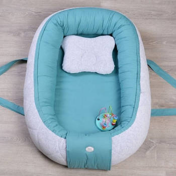 Кокон-гніздечко Baby Veres Velour Grey-tiffany 80х52 см