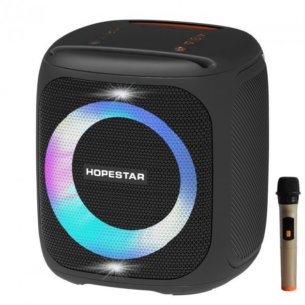 Портативна колонка Hopestar party 100 сабвуфер з мікрофоном та вологозахистом IPX6 50W+LED подсветка, фото 1