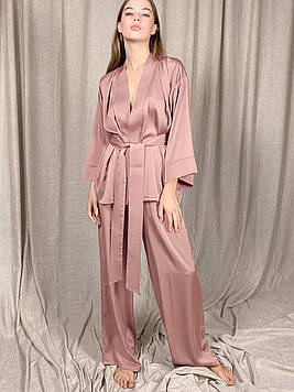 Женская пудровая пижама кофта и брюки код П411
