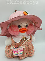 Игрушка уточка Cafe mimi duck в розовом платье и шляпе 30 см.