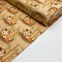Польська бавовняна тканина "Лисички з деревами на бежевому", фото 3