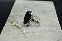 Кольцо серебряное с чёрным Турмалином шерлом