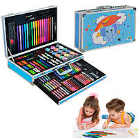 Набор для рисования детский 123 предмета Kids Art Set / Набор для творчества художника в чемодане Голубой(777)