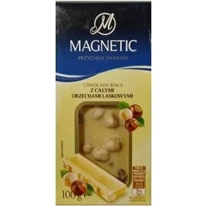 Шоколад Білий з Цільним Лісовим Горіхом Magnetic z Calymi Orzechami 100 г Польща