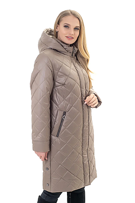 Жіноча парка весняна  великих розмірів 62-70 бежевий
