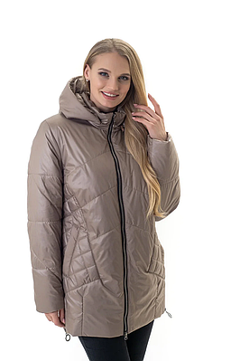 Жіноча довга куртка демісезонна великих розмірів 62 бежевий