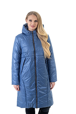 Жіноча весняна  довга куртка 50-62 блакитний