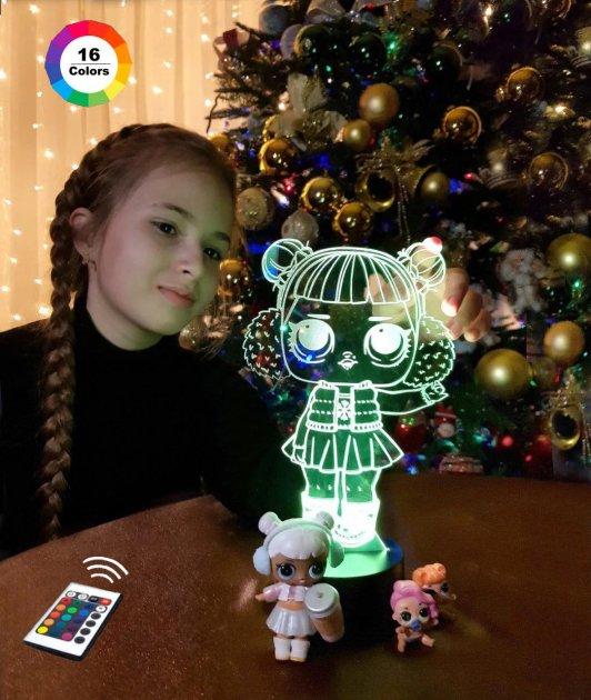 3D нічник "ЛОЛ 3" (ВОЛІЧНЕ ЗОБРАЖЕННЯ)пульт ДК + мережевий адаптер + батарейки (3ААА)  3DTOYSLAMP, фото 1