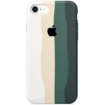 Silicone Rainbow Case iPhone 8 (02) Green rainbow