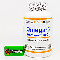 Омега-3 США! California Gold Nutrition Omega-3 Premium Fish Oil 1000 мг 100 кап.