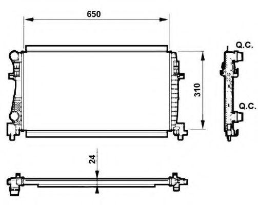 Радіатор охолодження ддвигуна AUDI A3, Q2 SEAT LEON SKODA OCTAVIA III, YETI , , GOLF VII, 1.0/1.2/1.6D 08.12-
