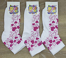 Шкарпетки дитячі для дівчаток "Дукат Kids Socks" Сердечка на білому. Р-Р 11-12 років. № 472-087.