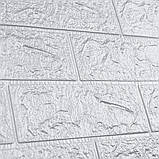 Декоративна панель 3D самоклейка під цеглу Срібло 700х770х3мм (017-3), фото 2