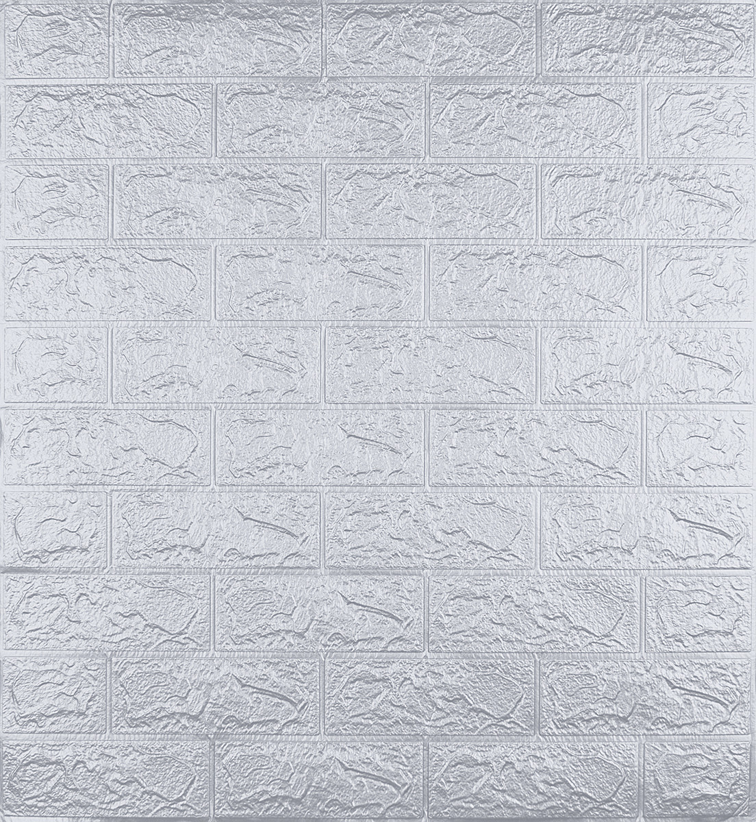 Декоративна 3D панель самоклейка під цеглу Срібло 700х770х3мм (017-3), фото 1