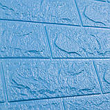 Самоклеюча декоративна 3D панель під блакитну цеглу 700х770х3мм (005-3), фото 2