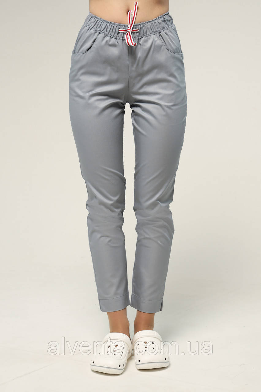 Медичні штани жіночі 7/8 укорочені Світло-сірий (тонка тканина)
