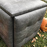 Пуф трансформер 5в1 з п'яти стільчиків із сірого шкірозамінника преміум, фото 3