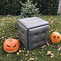 Пуф трансформер 5в1 з п'яти стільчиків із сірого шкірозамінника преміум