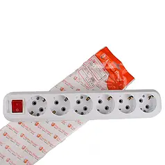 Колодка 6 гнізд із заземленням з кнопкою ElectroHouse