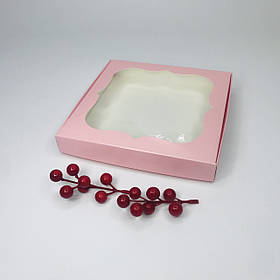 Коробка для пряника, 200*200*30 мм, з вікном, пудра