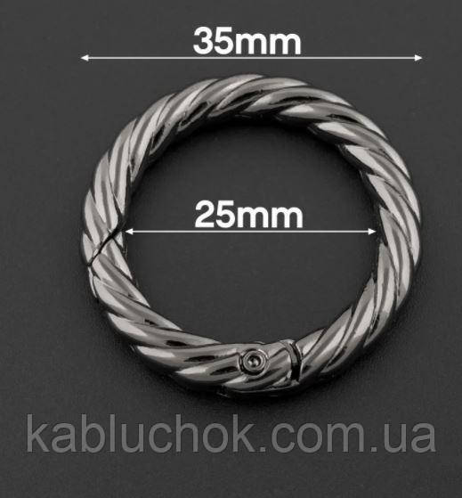Кільце карабін для сумки 25 мм,темн.нікель, фото 1