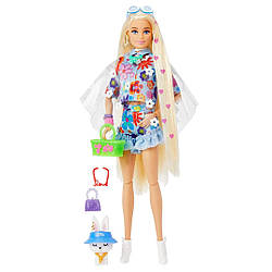 Лялька Барбі Екстра Модниця у джинсовому костюмі з квітами Barbie Extra Doll in Floral