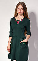 Плаття зелене, 2 кишені, рукав 3/4