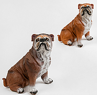 Собачка Бульдог, 2 цвета, поза - сидя, резиновая с мягким наполнителем, в кульке