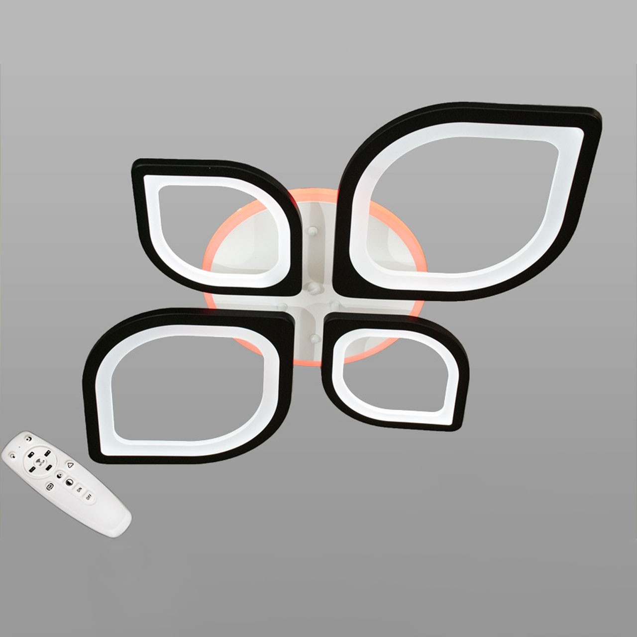 Світлодіодна люстра 105 Вт колір чорний з підсвічуванням основи та пультом д/к D-9184/2+2BK LED 3color dimmer, фото 1