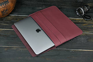 Шкіряний чохол для MacBook Air 13" (2018-2021) Дизайн №24, натуральна шкіра Grand, колір Бордо, фото 3