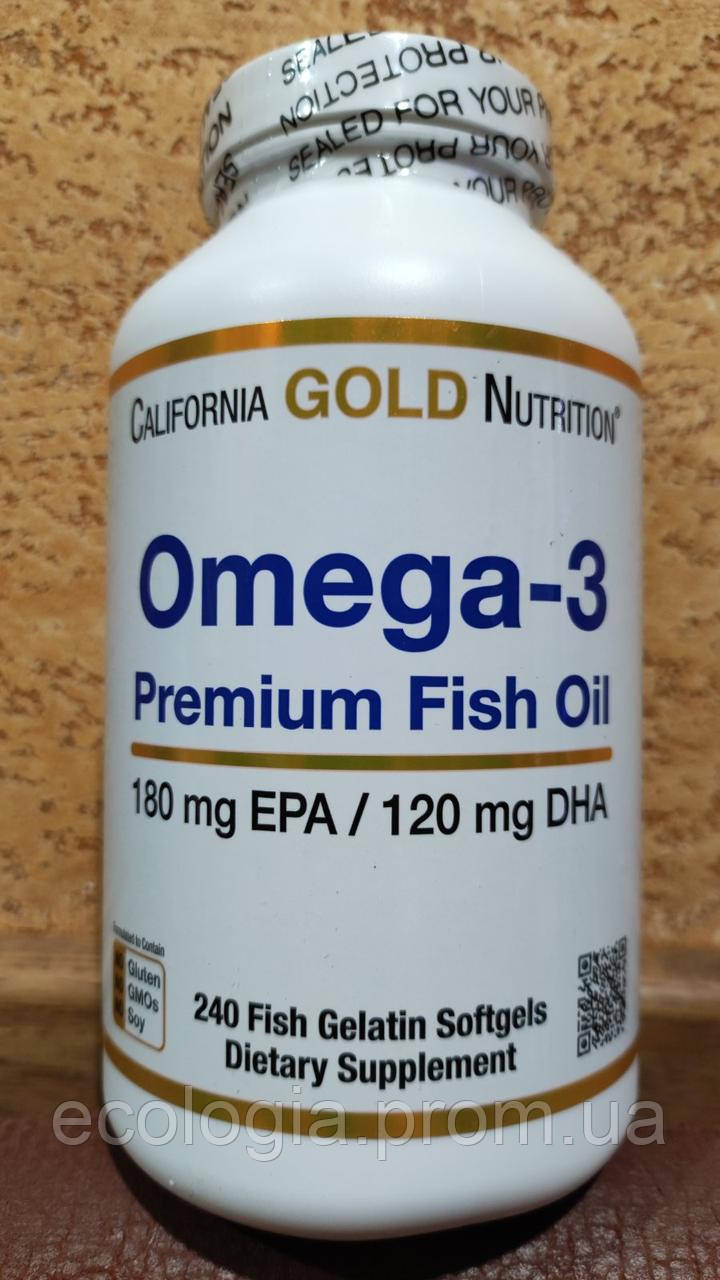 California Gold Nutrition омега-3 риб'ячий жир 240 капсул Преміальної якості Для серця Від холестерину Америка