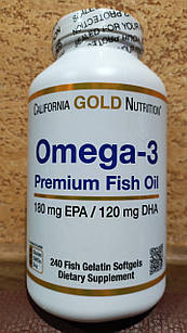 California Gold Nutrition омега-3 риб'ячий жир 240 капсул Преміальної якості Для серця Від холестерину Америка