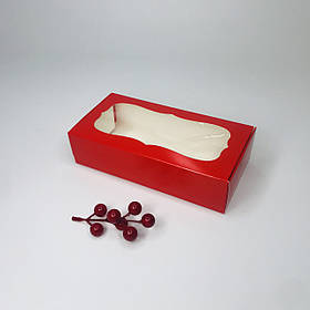 Коробка для макаронів, 200*100*50 мм, з вікном, червона