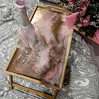Столик для завтраков в постель из эпоксидной смолы розовый складной поднос Столик-поднос