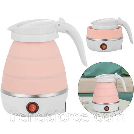 Складаний силіконовий електрочайник Silicon Kettle 0,6 ml Рожевий 200851, фото 2