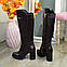 Жіночі коричневі шкіряні чоботи на високих підборах, фото 3