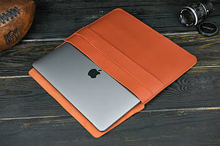 Шкіряний чохол для MacBook Air 13" (2018-2021) Дизайн №24, шкіра Grand, колір коричневий відтінок Коньяк, фото 3