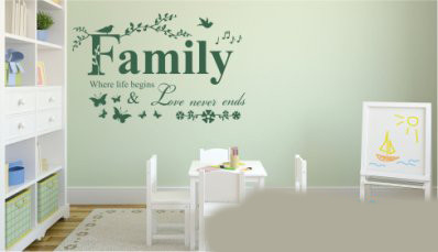 Вінілова інтер'єрна наклейка декор на стіну та шпалери «Family Where life begins» з оракалу