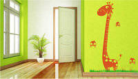 Виниловая интерьерная наклейка декор на стену и обои «Ростомер Жираф stadiometer» с оракала