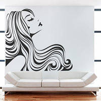 Вінілова інтер'єрна наклейка декор на стіну та шпалери «Дівчина з довгим волоссям» з оракалу