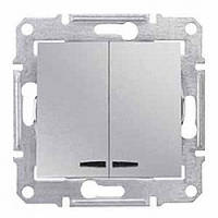 Вимикач Schneider-Electric Sedna 2-клавішний з підсвічуванням алюміній ( SDN0300360 )