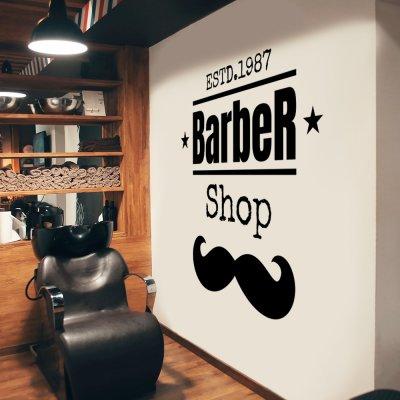 Вінілова інтер'єрна наклейка декор на стіну та шпалери «В барбер шоп» з оракалу, фото 1